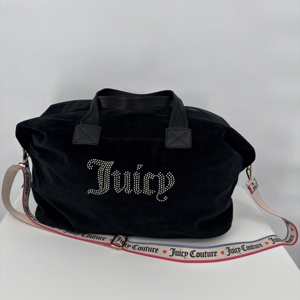 JUICY COUTURE Velour Big Spender Weekender Booty Call Bag Retro Urban Black